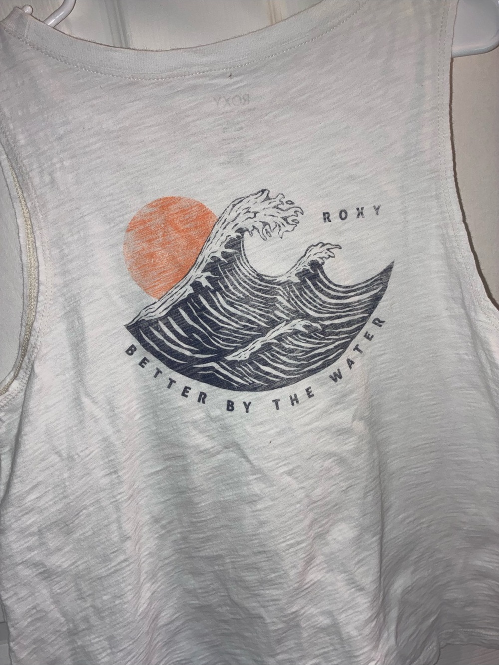 Roxy 'Better By The Water' Wave Graphic Tank - White with Orange & Navy